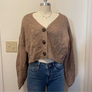 Brown Cropped Cardigan